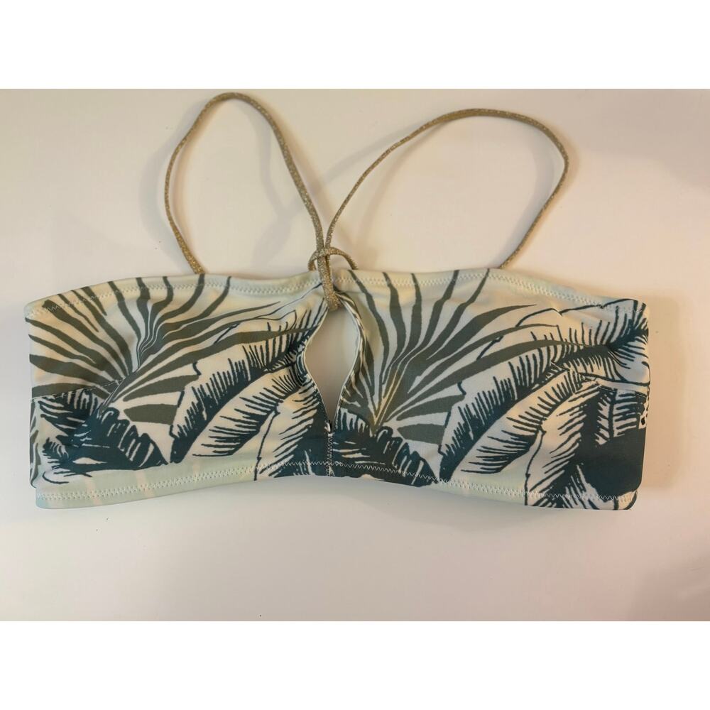 NWT Aerie Bandeau Bikini Top – Gold Straps, Safari Green – Size Medium